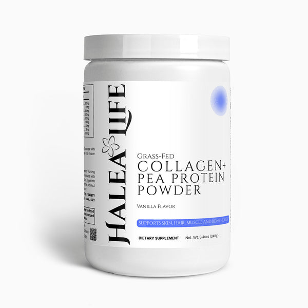 Halea Life Collagen+ Pea Protein Powder container on a white background
