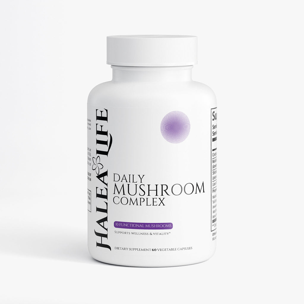 Halea Life Daily 10x Organic Mushroom Wellness blend for immune energy cognitive and adaptogen support