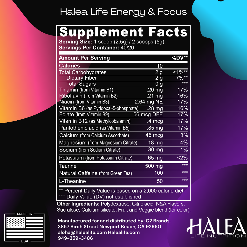 Halea Life Nutrition Energy + Focus + Hydration Drink Mix - Original