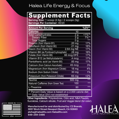 Halea Life Nutrition Energy + Focus + Hydration Drink Mix - Original