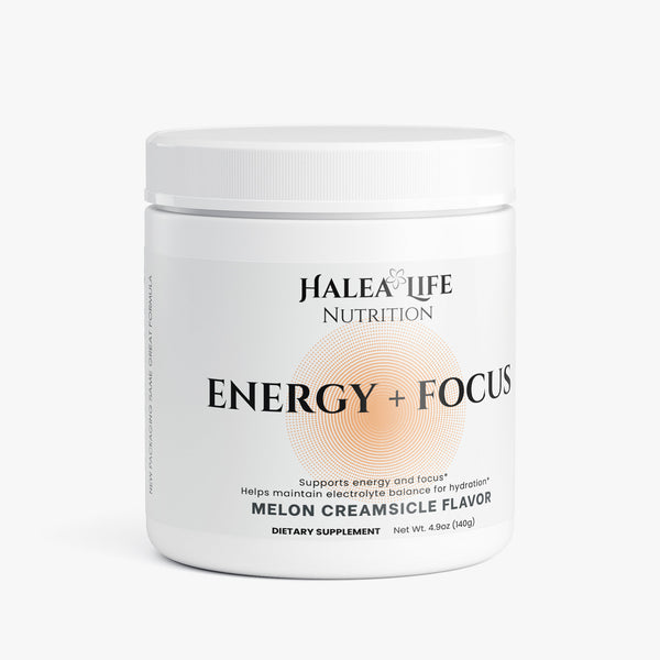 Halea Life Energy Focus Hydration Melon drink mix with 200mg natural caffeine L-Theanine and electrolytes
