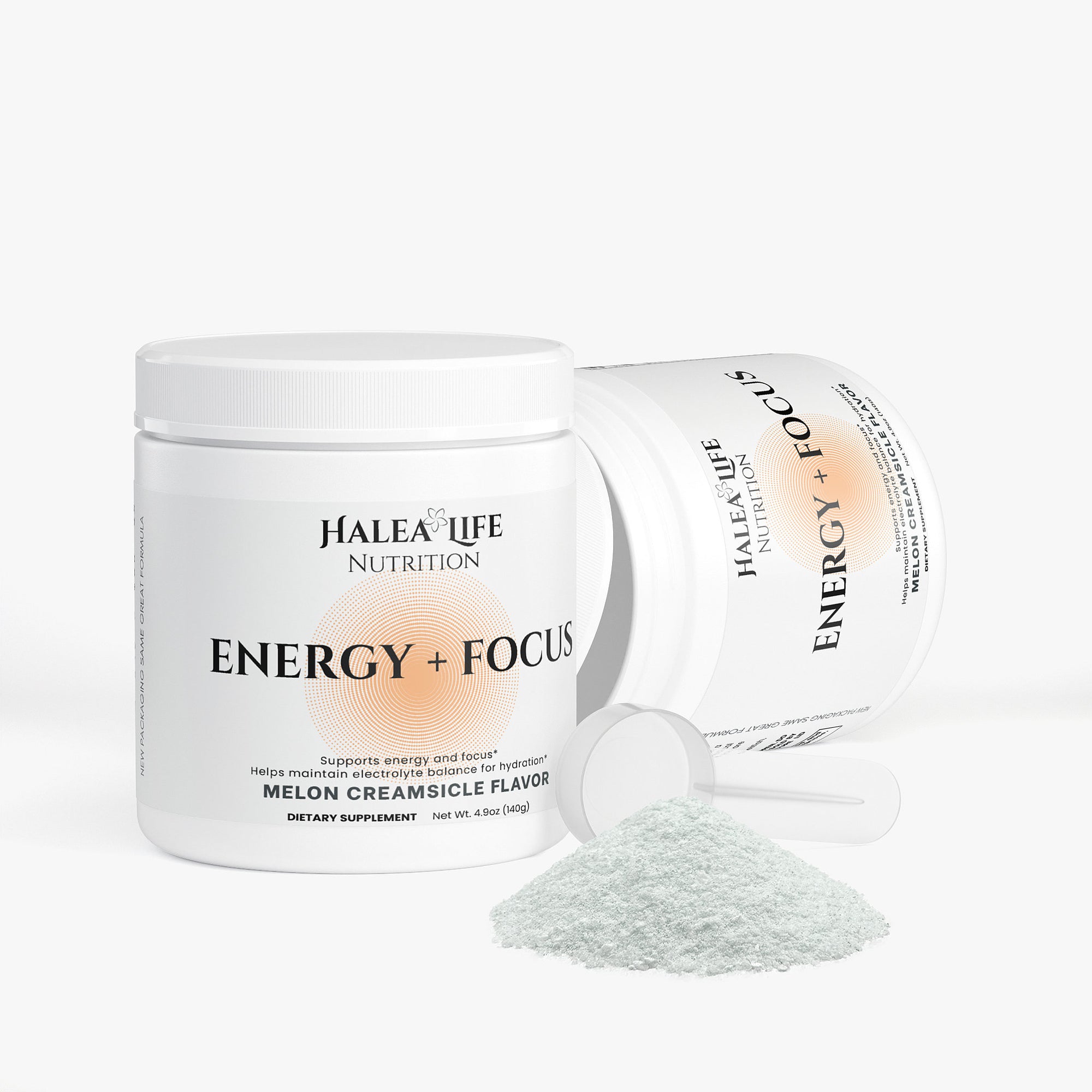 Halea Life Nutrition Energy + Focus supplement jar 