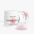 Halea Life Nutrition Energy + Focus supplement with pink powder on a white background