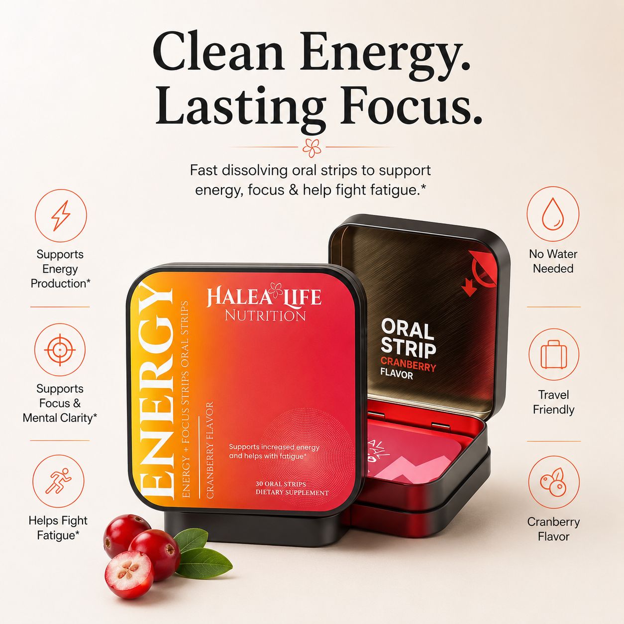 Energy + Focus Strips - Caffeine, L-Theanine & B12