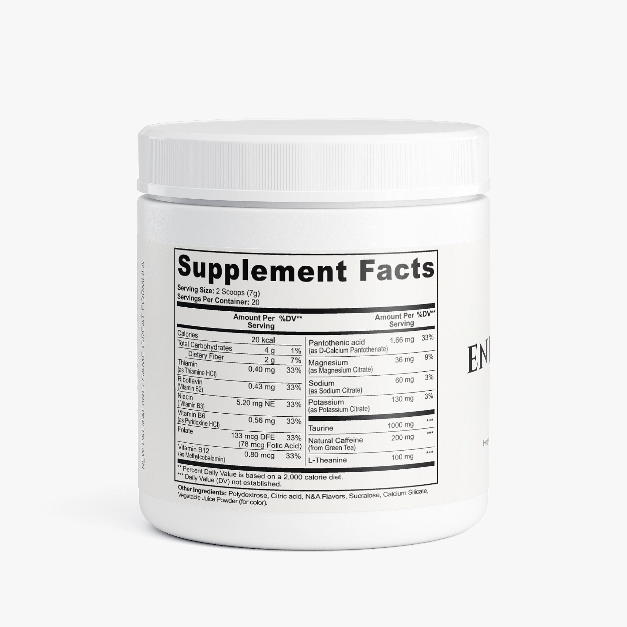 Supplement container with a label displaying 'Supplement Facts' on a white background
