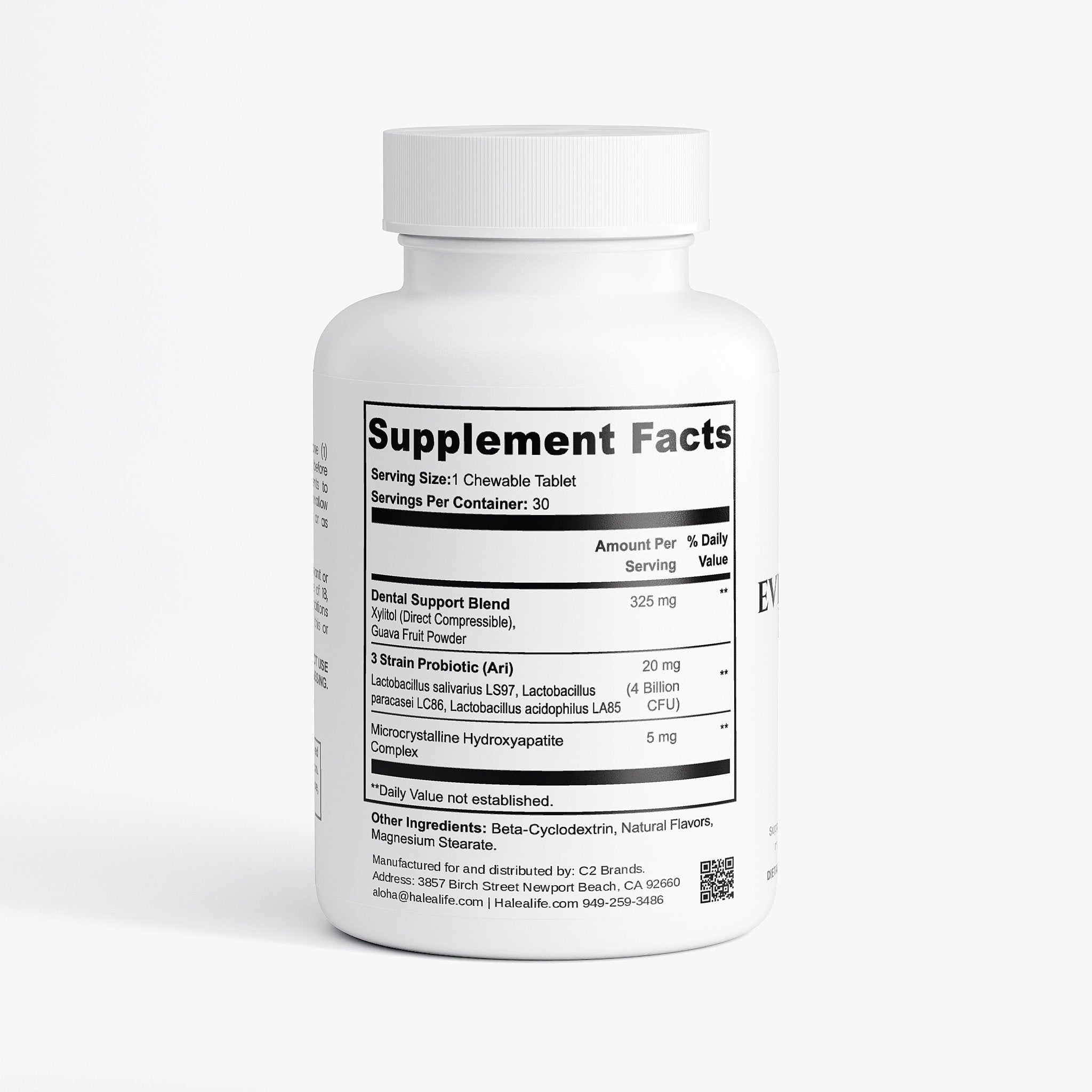 Supplement bottle with label on a white background