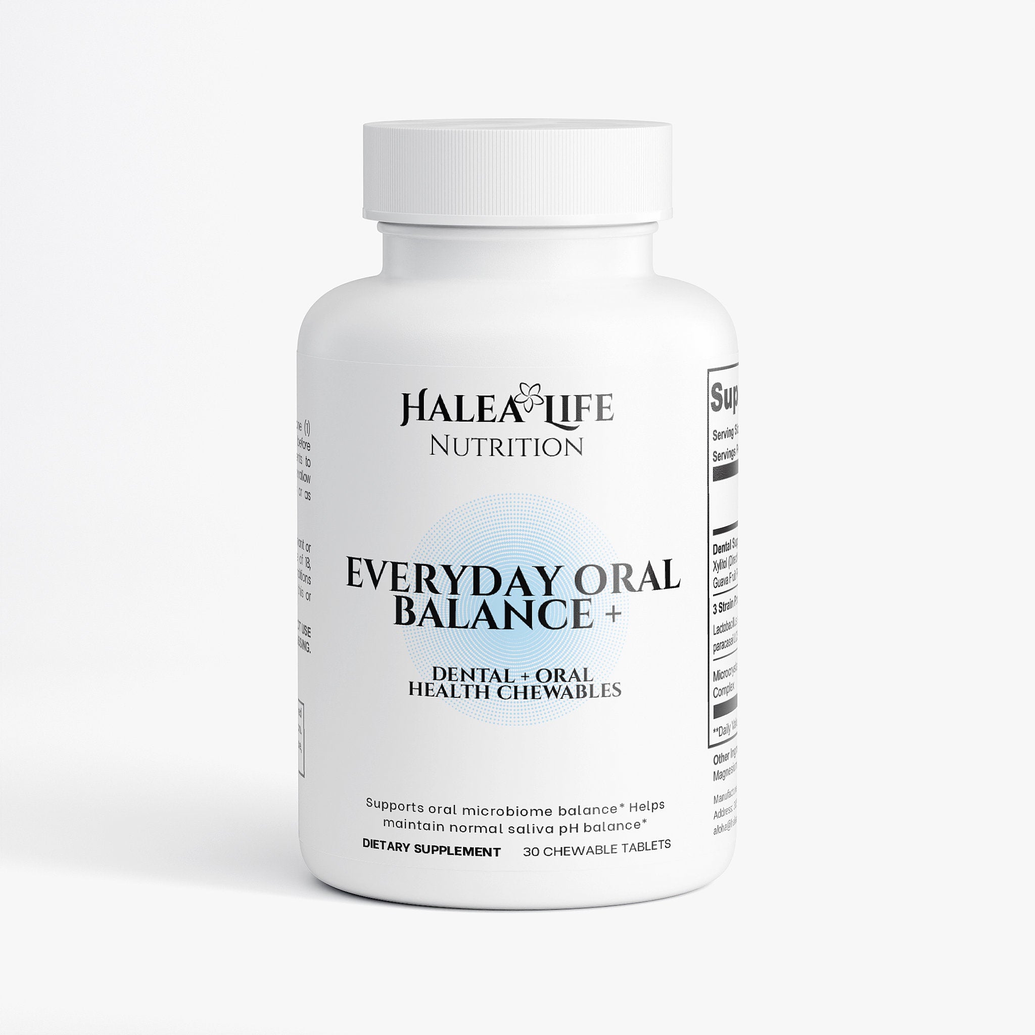 Halea Life Nutrition Everyday Oral Balance supplement bottle on a white background