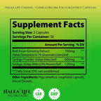 Halea Life Nutrition Halea Life Ginseng and Ginkgo Biloba Supplement for Focus and Energy