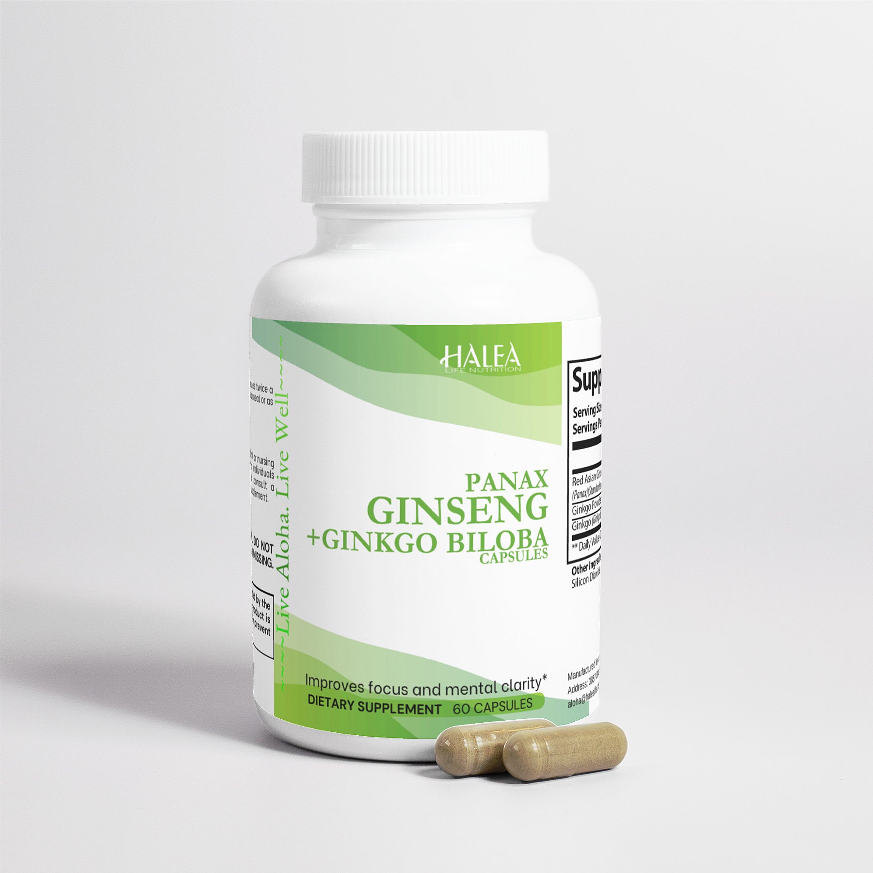 Ginseng + Ginkgo Biloba Focus & Energy Capsules