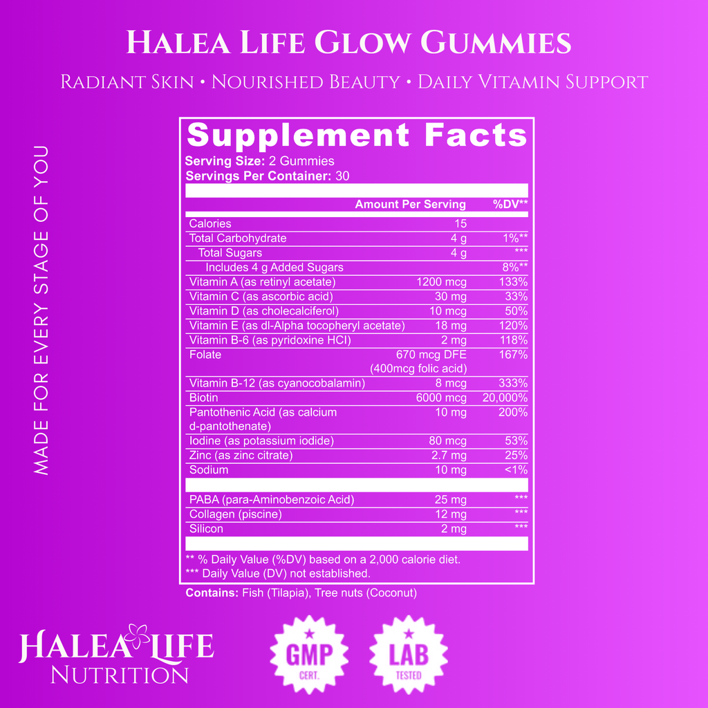 Halea Life Nutrition Halea Life Glow Gummies – With Biotin, Vitamins A, C, D & E for Natural Beauty