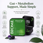 Halea Life Nutrition BIOME probiotic oral strips packaging with text on a white background