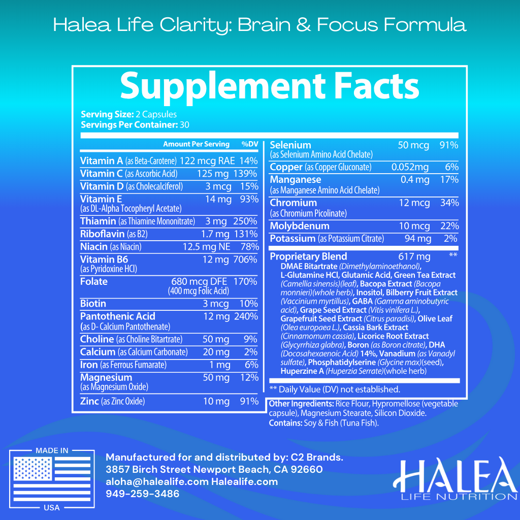 Halea Life Nutrition Clarity: Brain & Focus Formula