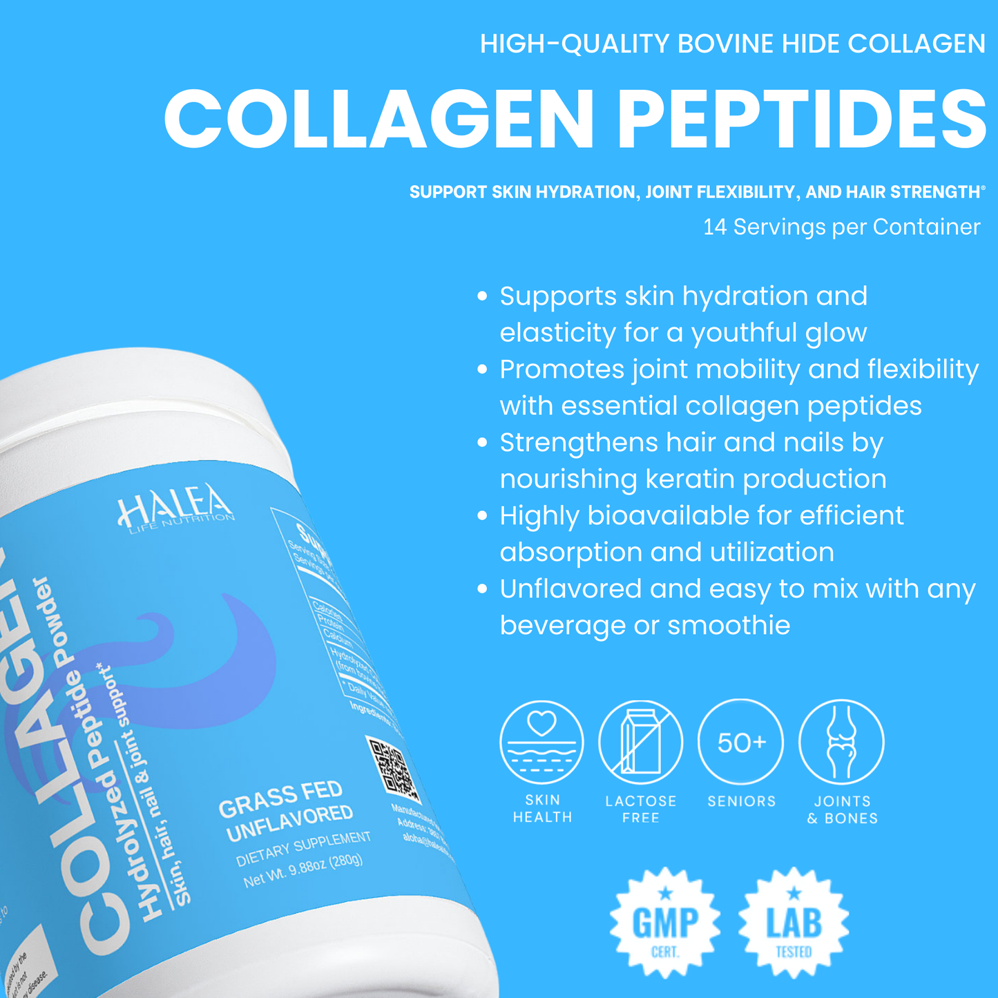 Halea Life Nutrition Grass Feed Hydrolyzed Collagen Powder