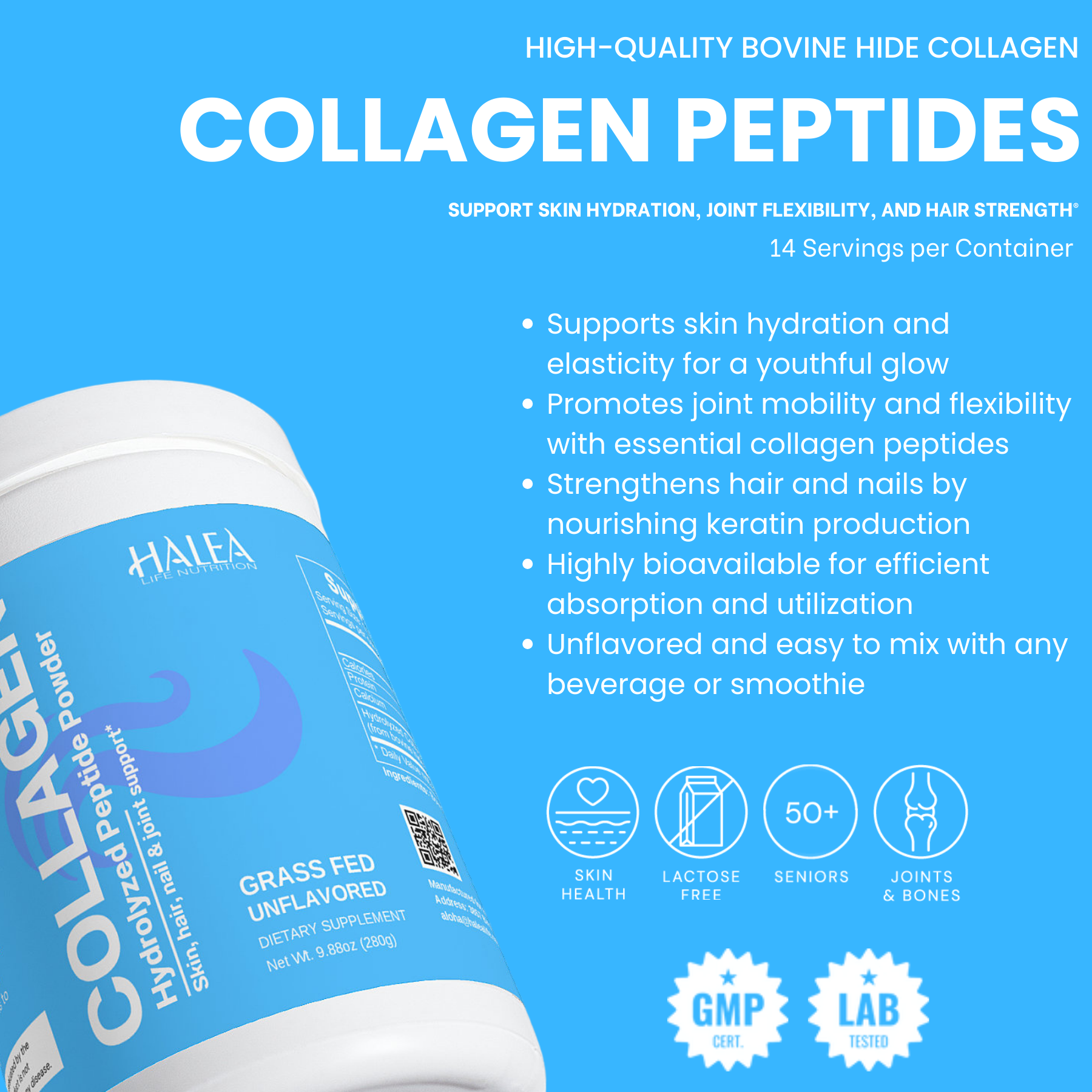 Halea Life Nutrition Grass Feed Hydrolyzed Collagen Powder