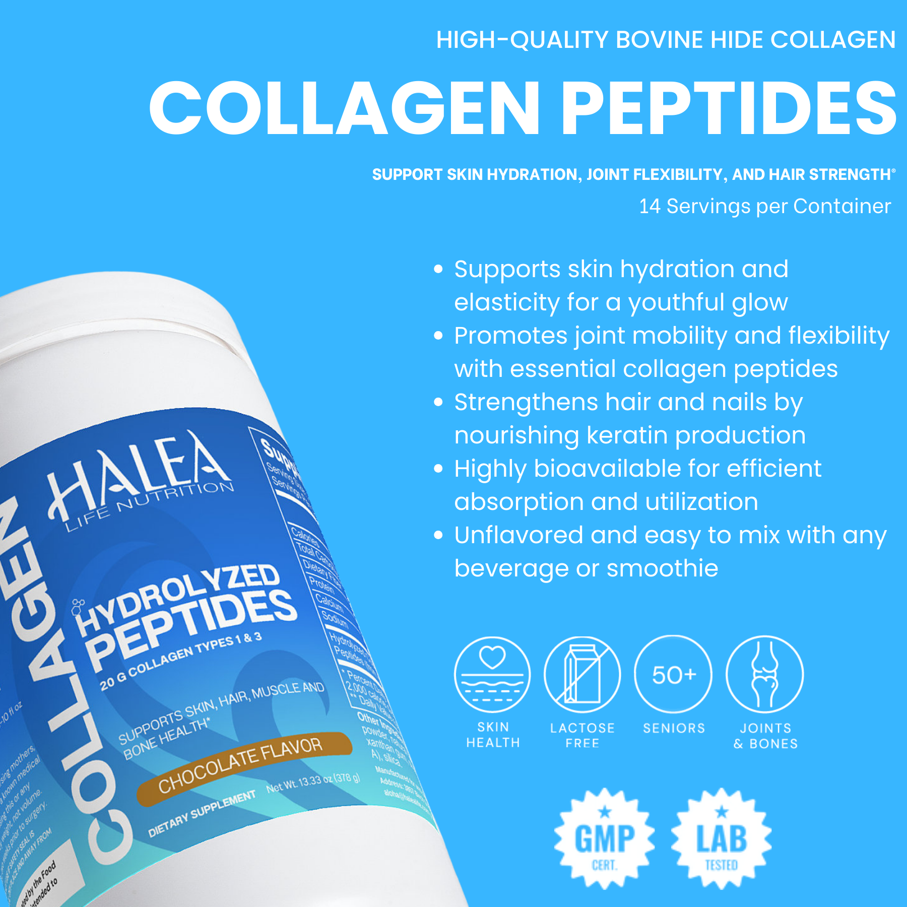 Halea Life Nutrition Hydrolyzed Collagen Peptides with Cocoa