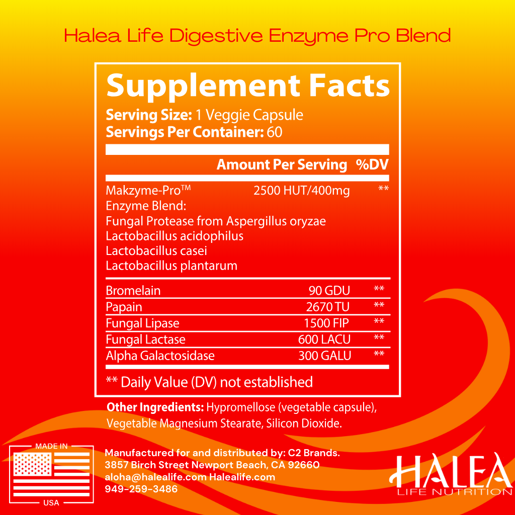 Halea Life Nutrition Digestive Enzyme+ with Probiotics, Bromelain & Papain