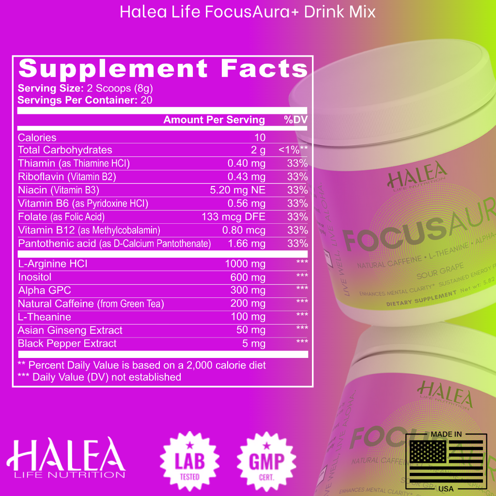 Halea Life FocusAura+ Sour Grape Drink Mix