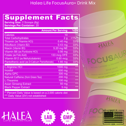 Halea Life FocusAura+ Sour Grape Drink Mix