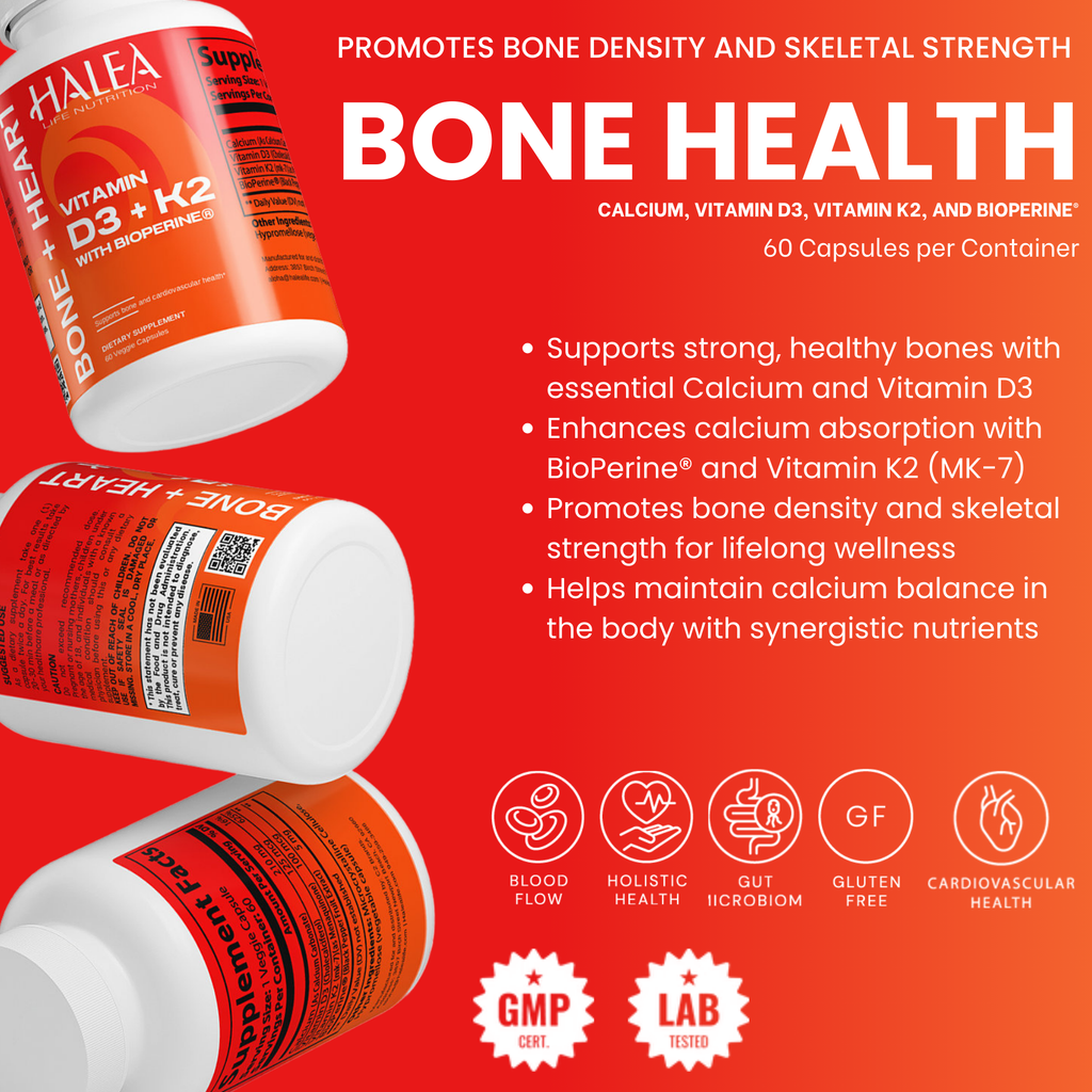 Halea Life Nutrition Vitamin D3 & K2 Capsules with BioPerine®