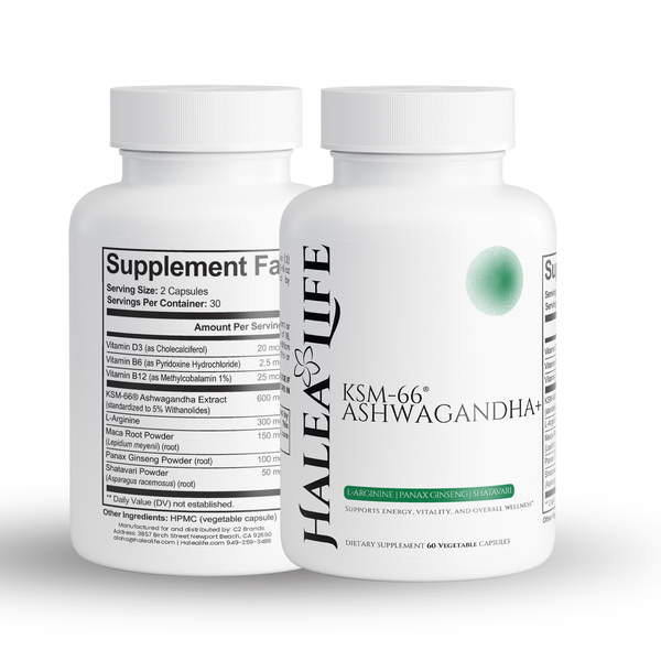 Halea Life KSM-66 Ashwagandha Plus for stress relief cortisol reduction sleep quality and energy