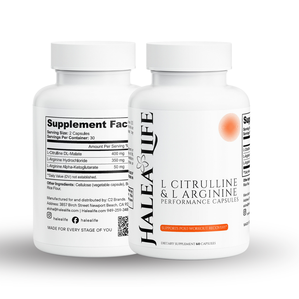 Halea Life L-Citrulline and L-Arginine for nitric oxide production blood flow and pump support