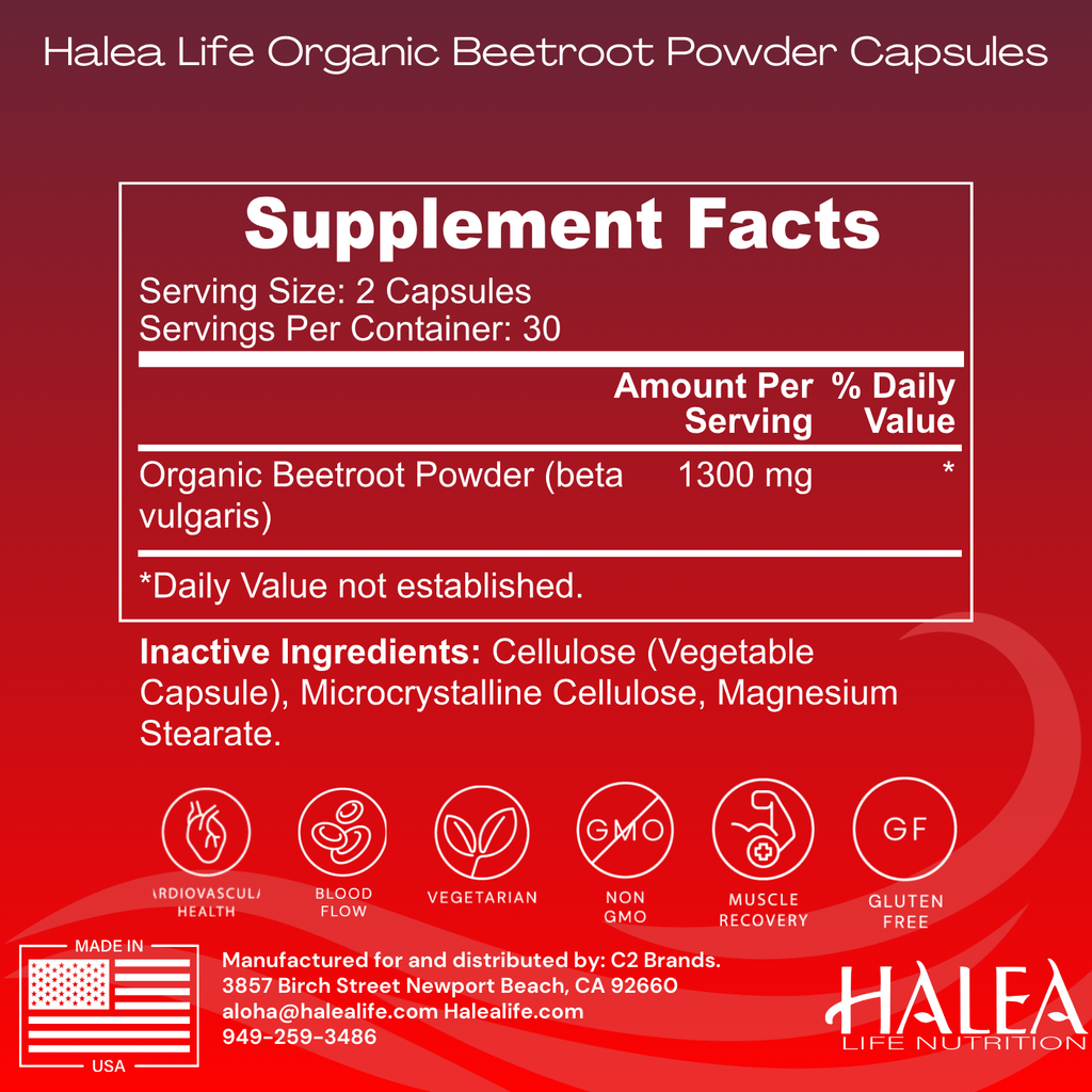 Halea Life Nutrition Organic Beetroot Powder Capsules