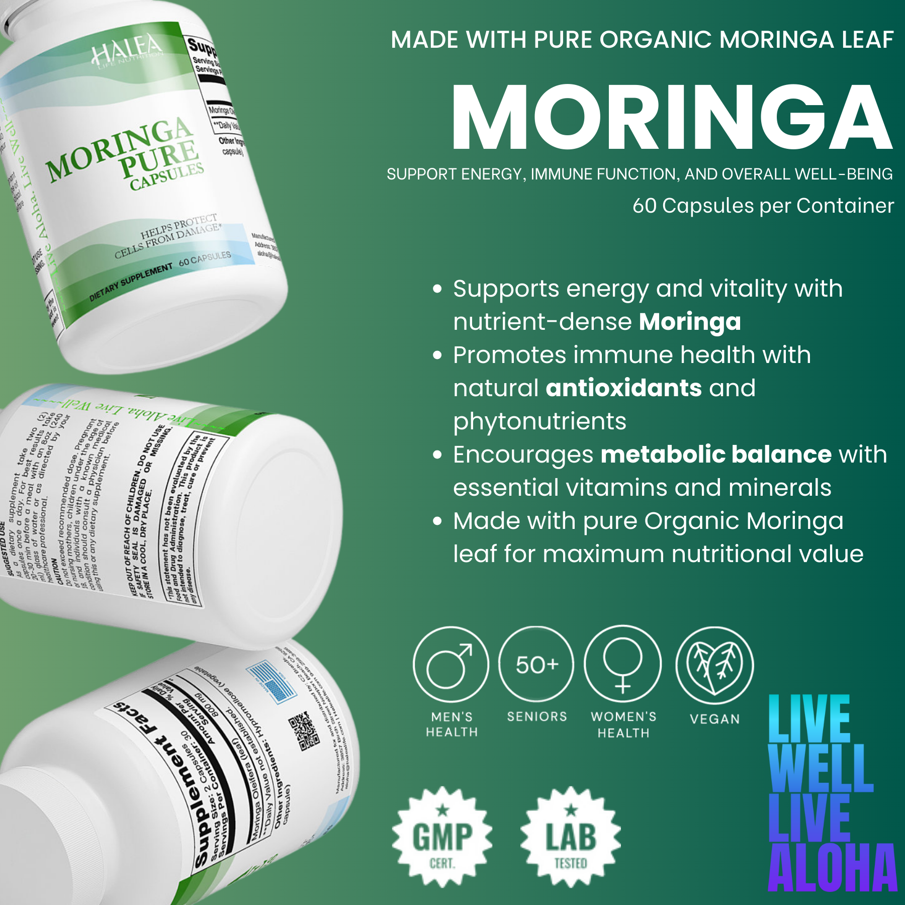 Halea Life Nutrition Organic Moringa Capsules