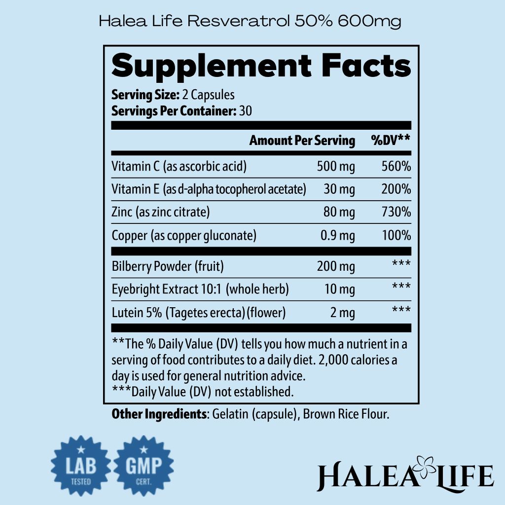 Halea Life Nutrition Resveratrol+ Capsules