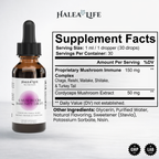 Halea Life 6 Mushroom Immunity Drops unflavored liquid drops  1 mL serving in dropper bottle