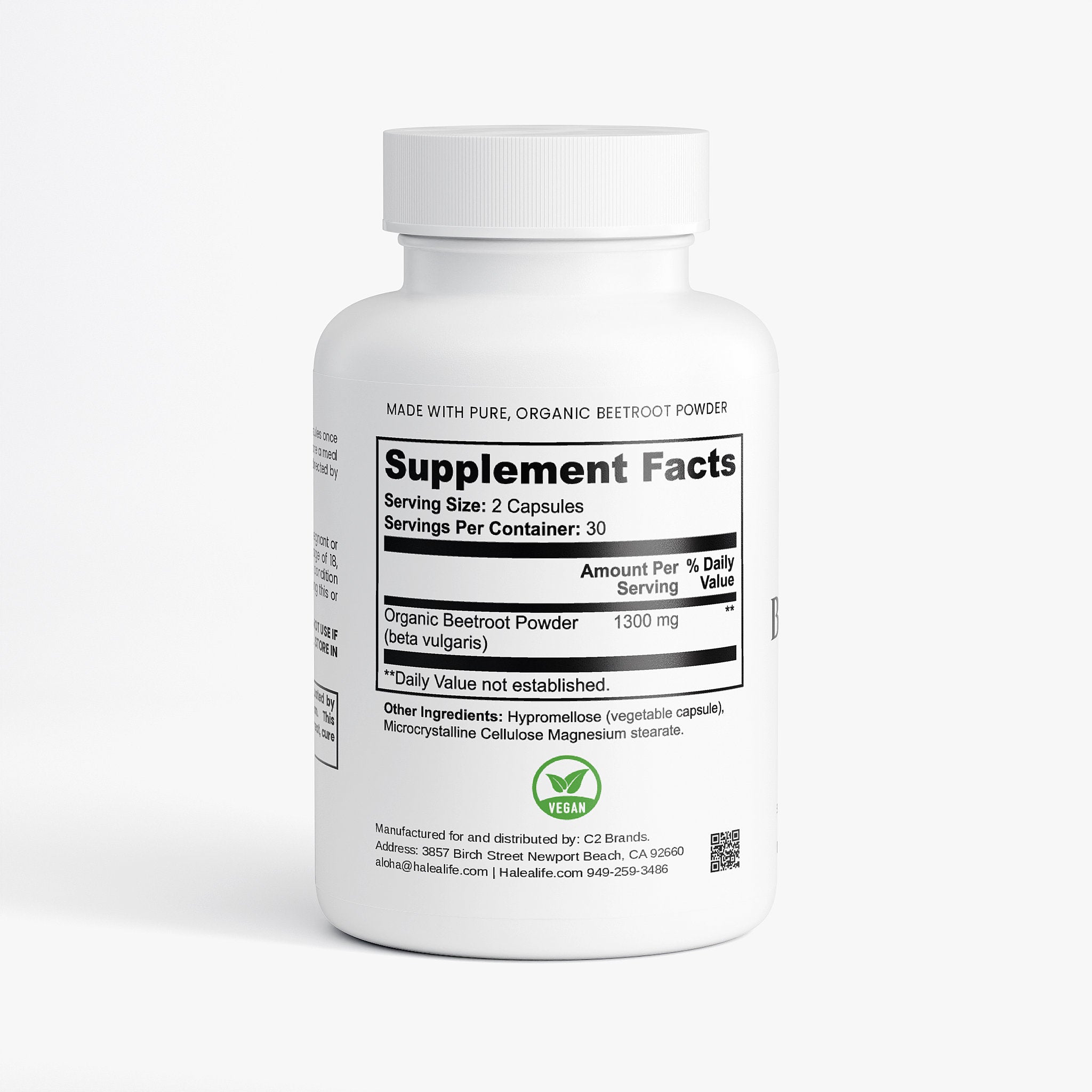 Supplement bottle with label on a white background