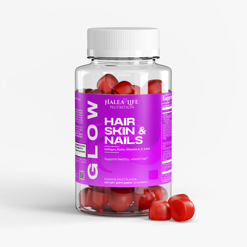 Halea Life Glow Gummies with biotin 5000mcg and antioxidant vitamins for hair growth and glow skin