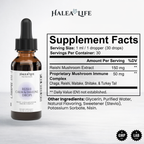 Reishi Calm & Immune Drops supplement facts label  Reishi 150mg and proprietary mushroom immune complex