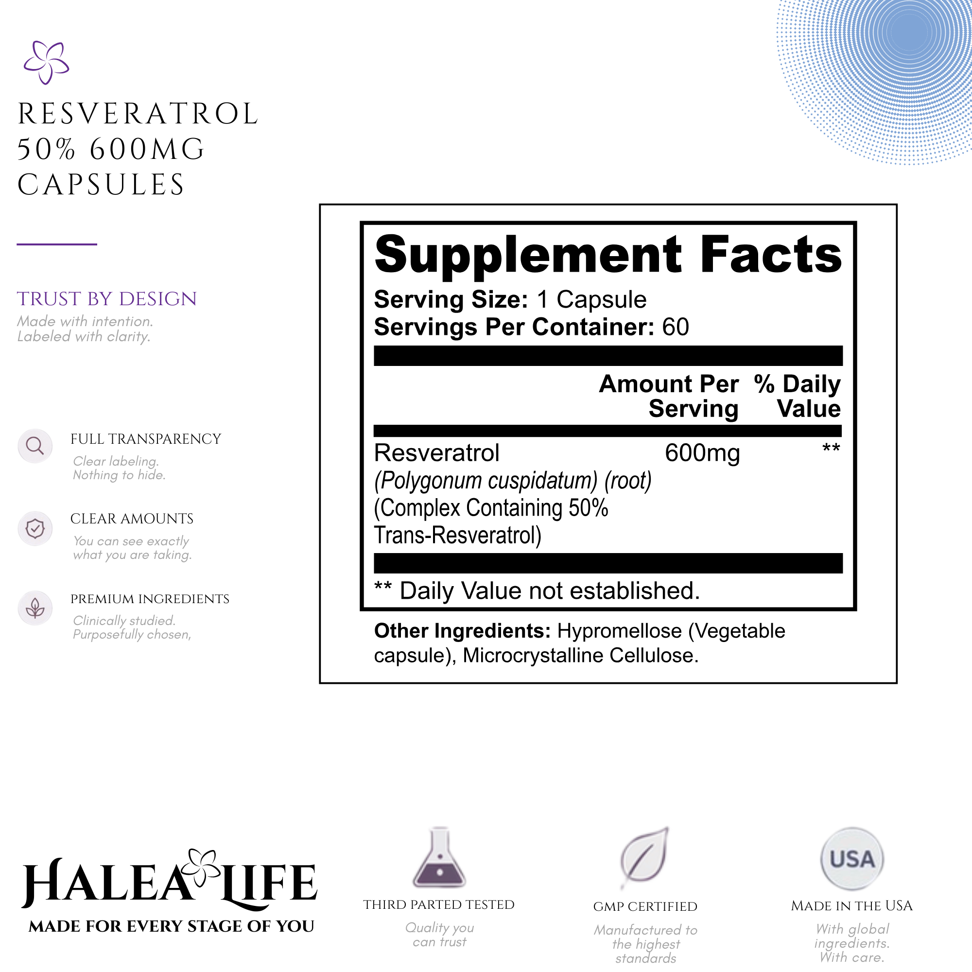 Resveratrol 600mg | Cellular Health & Longevity Support