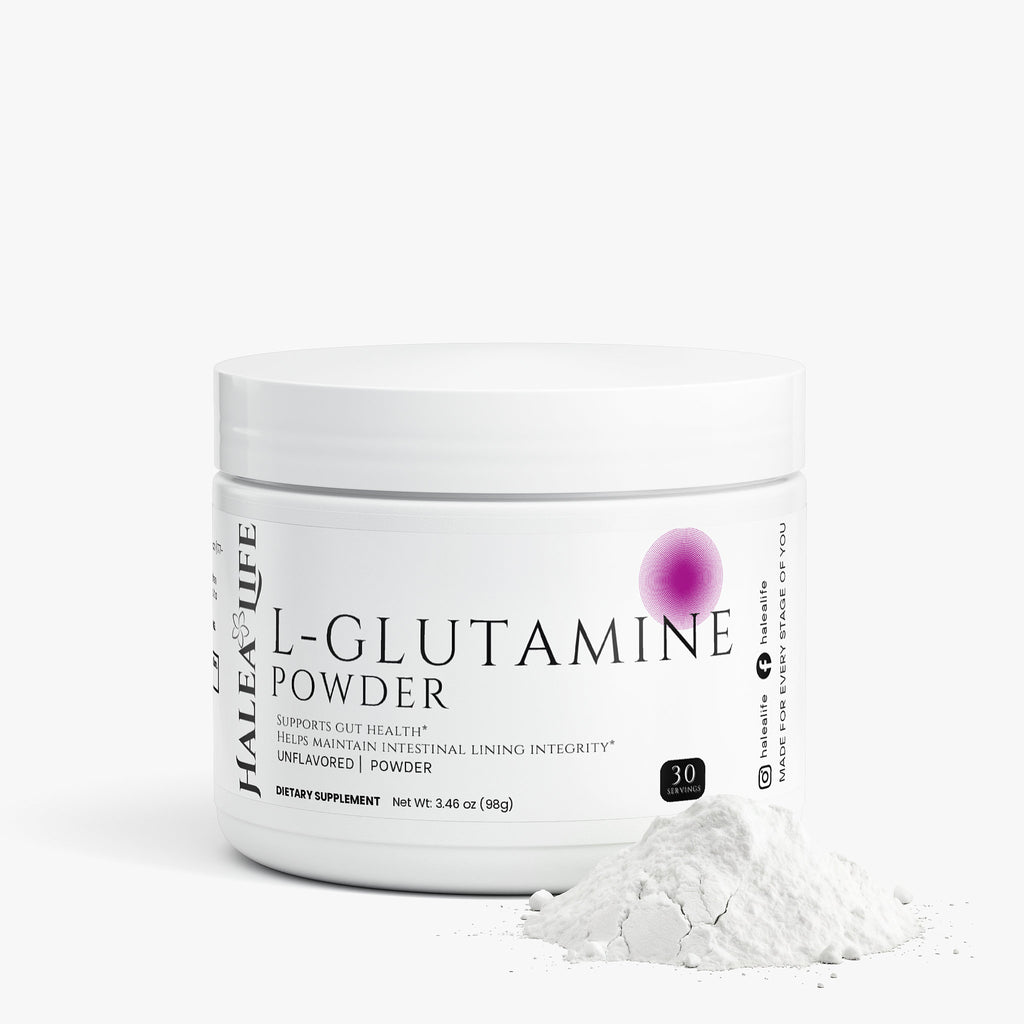 Halea Life L-Glutamine Powder for enterocyte fuel supply gut barrier function and intestinal permeability support