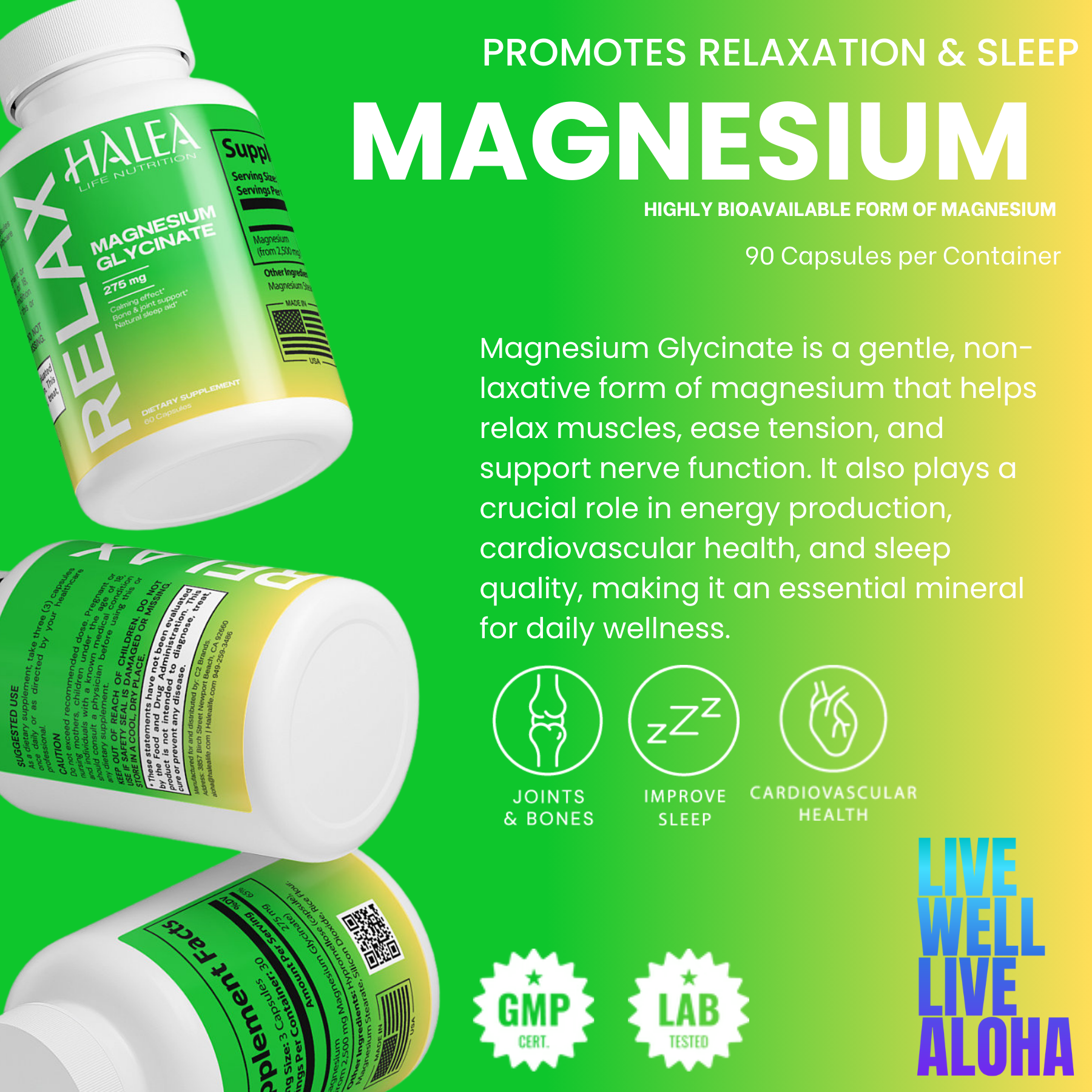 Halea Life Nutrition Highly Bioavailable Magnesium Glycinate