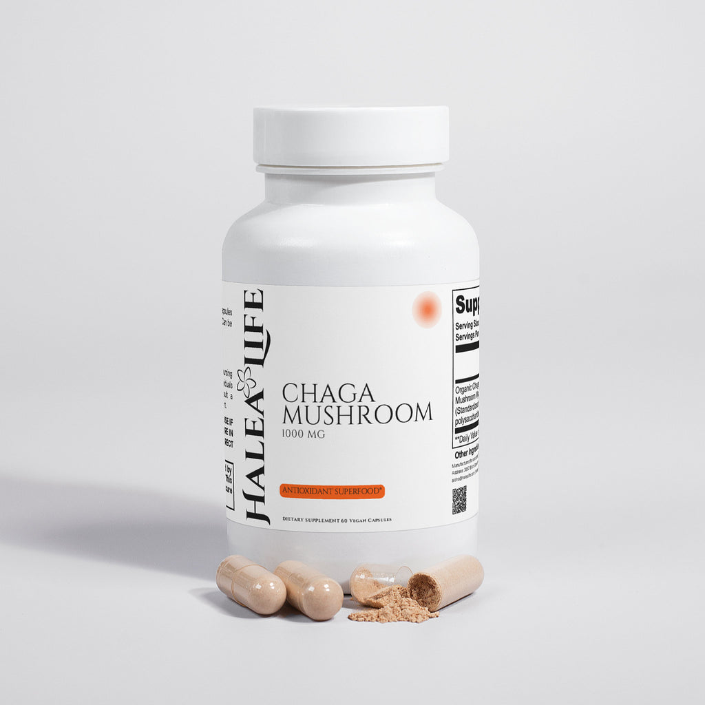 Halea Life Organic Chaga Mushroom with beta-glucans for immune modulation and cellular protection