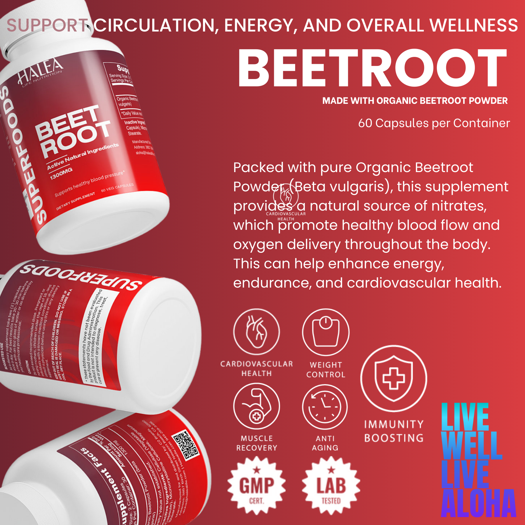 Halea Life Nutrition Organic Beetroot Powder Capsules