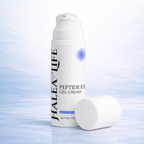 Halea Life Peptide Eye Gel-Cream bottle on a light blue background