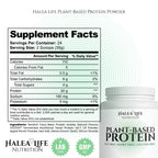 Halea Life Nutrition plant-based protein powder supplement facts label 