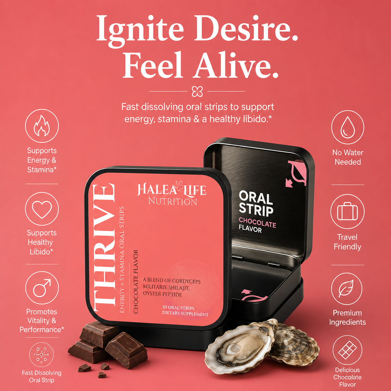 Stamina & Libido Strips - Shilajit, Cordyceps & Oyster Peptide
Support normal endurance, & energy metabolism
