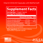 Halea Life Nutrition Vitamin D3 & K2 Capsules with BioPerine®