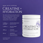 Halea Life Performance Creatine + Electrolytes 5000mg infographic showing creatine monohydrate with sodium potassium and magnesium