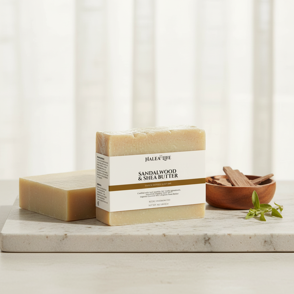 Halea Life sandalwood soap bar gentle and skin-conditioning for sensitive skin daily use